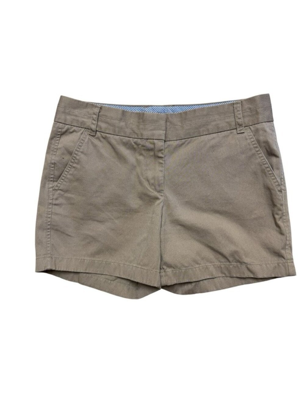 J.Crew Chino Shorts Womens Khaki Cotton Flat Front Casual Size 6